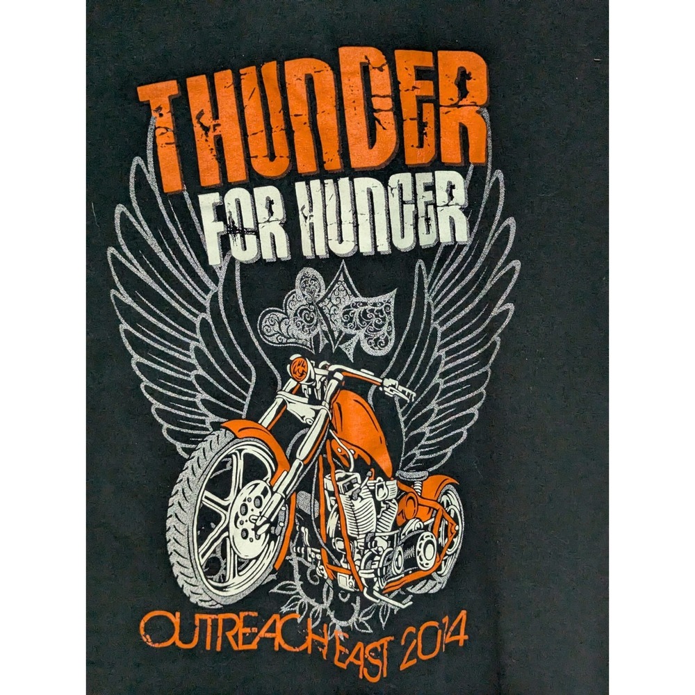 Thunder For Hunger Motorcycle T-Shirt Size XL  100% Cotton Gildan 2014 - Picture 3 of 7